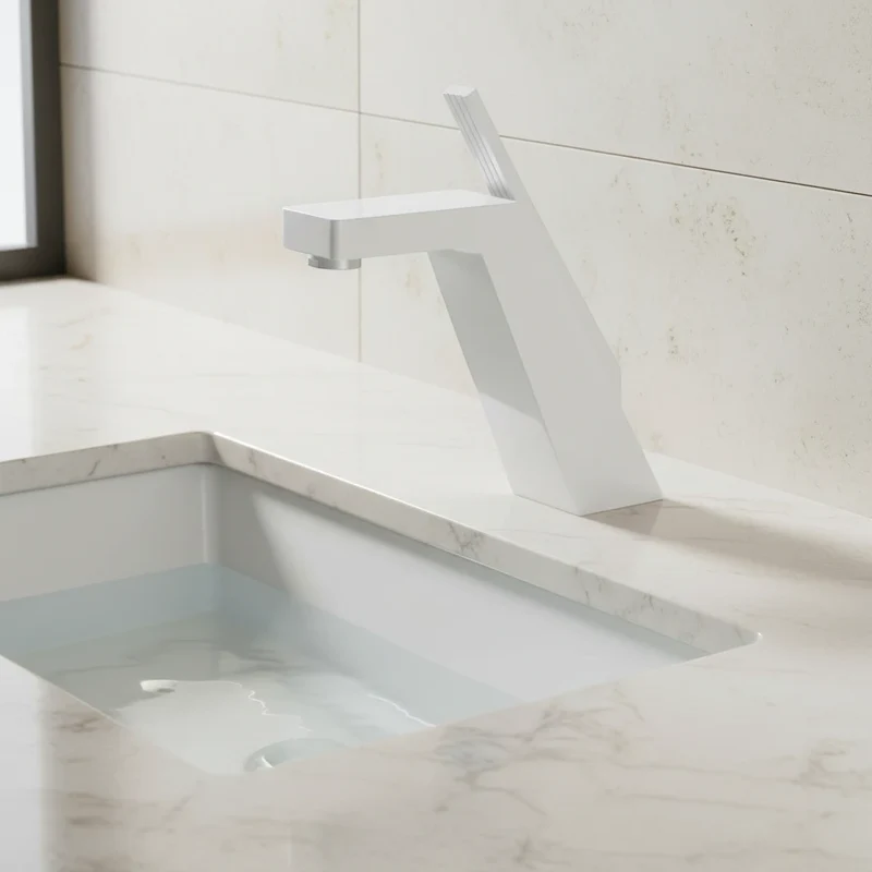 Robinet salle de bain lavabo mitigeur design contemporain - Blanc