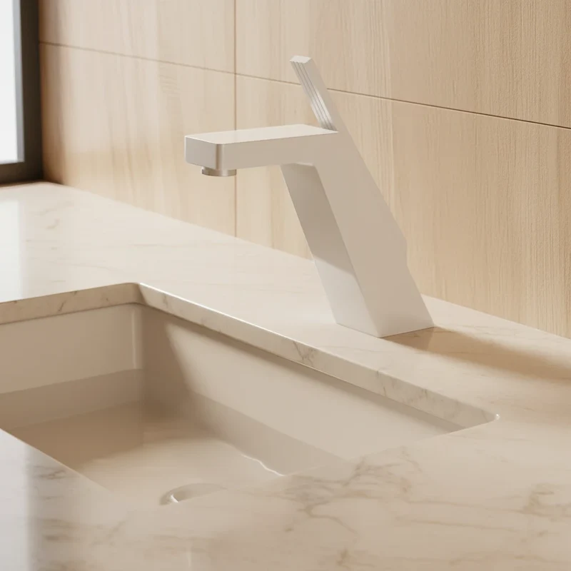 Robinet salle de bain lavabo mitigeur design contemporain - Blanc
