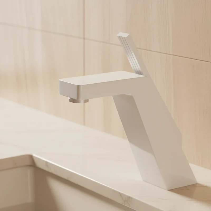 Robinet salle de bain lavabo mitigeur design contemporain - Blanc