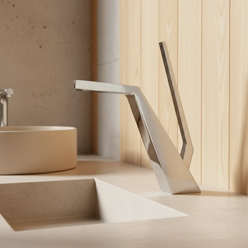 Robinet salle de bain lavabo mitigeur design contemporain - Argenté
