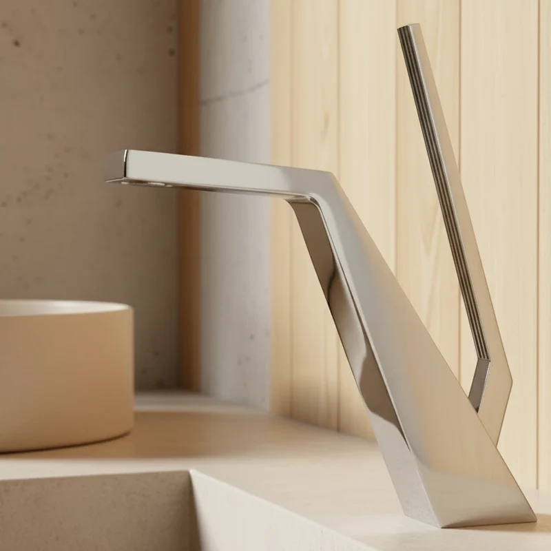 Robinet salle de bain lavabo mitigeur design contemporain - Argenté