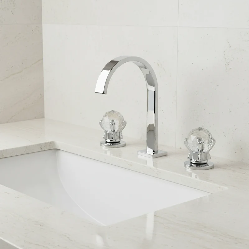 Robinet salle de bain lavabo poignées déportées chics - Argenté - Laiton