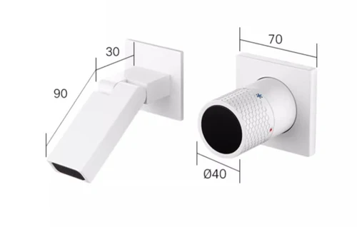 Robinet salle de bain lavabo mural encastrable pivotant - Blanc - Laiton