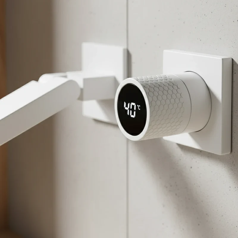 Robinet salle de bain lavabo mural encastrable pivotant - Blanc - Laiton