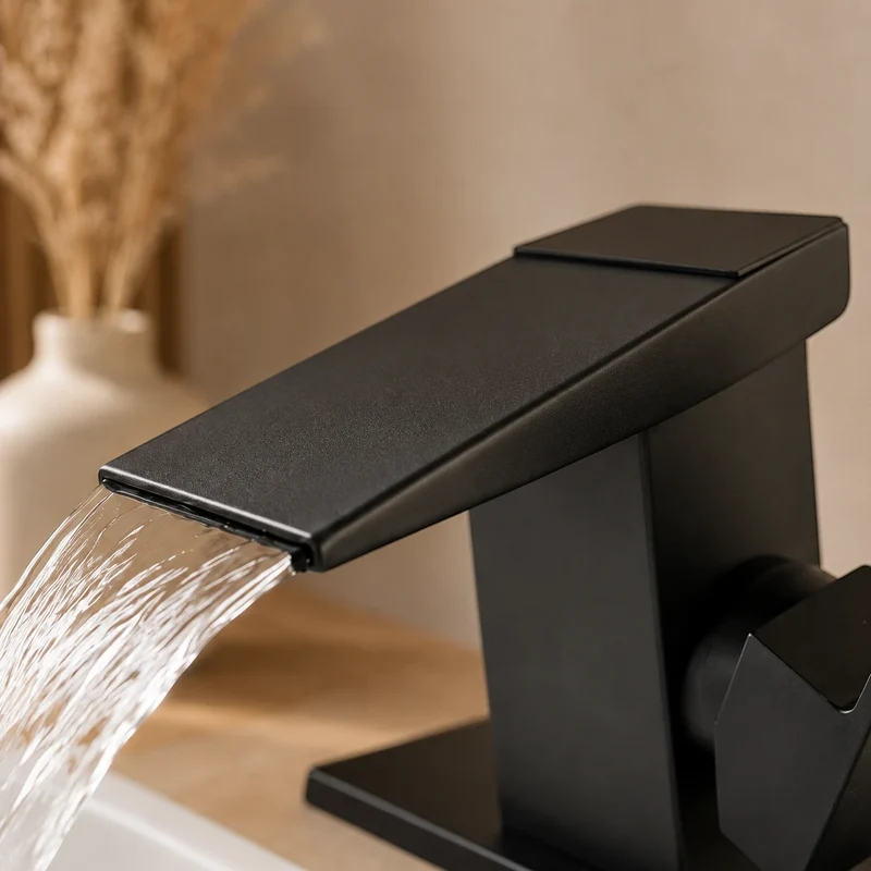 Robinet salle de bain lavabo thermostatique affichage numérique - Noir - Laiton