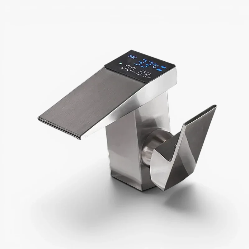 Robinet salle de bain lavabo thermostatique affichage numérique - Argenté - Laiton