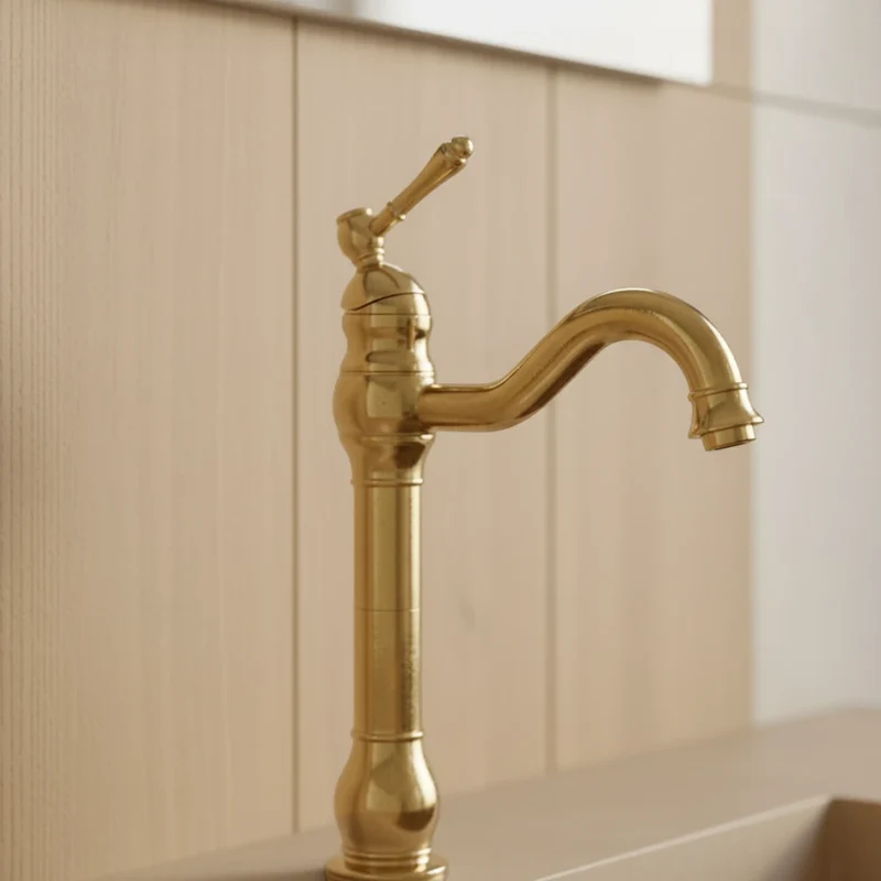 Robinet salle de bain lavabo vintage mitigeur rétro - Doré - Laiton