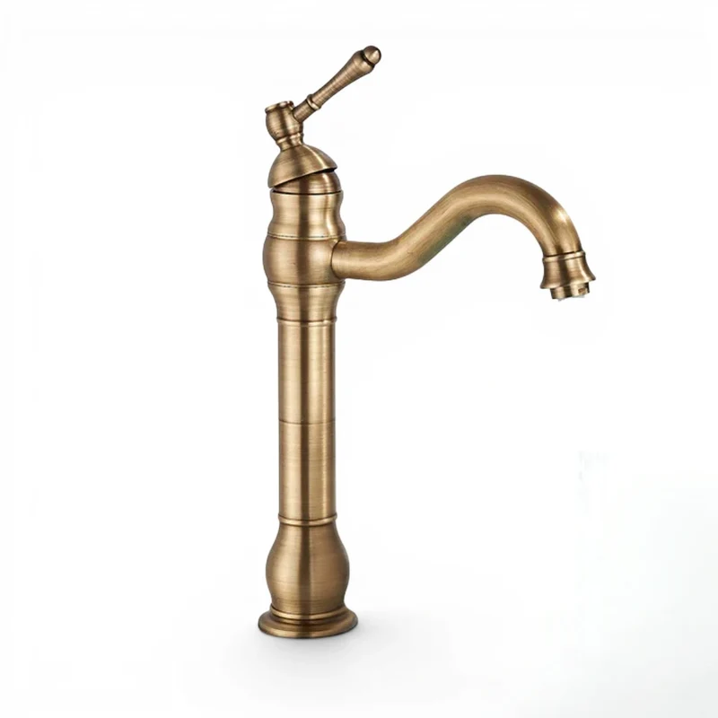 Robinet salle de bain lavabo vintage mitigeur rétro - Doré - Laiton