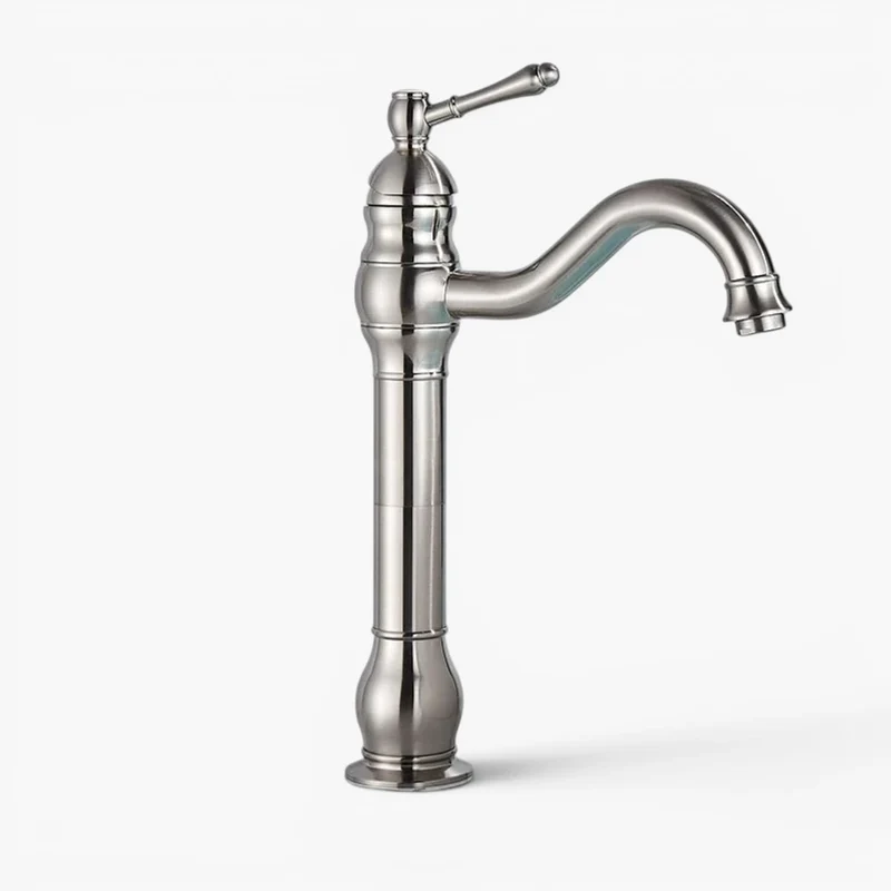 Robinet salle de bain lavabo vintage mitigeur rétro - Argenté - Laiton