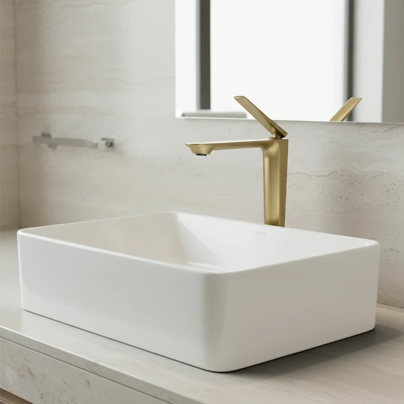 Robinet salle de bain mitigeur design - Doré - Laiton