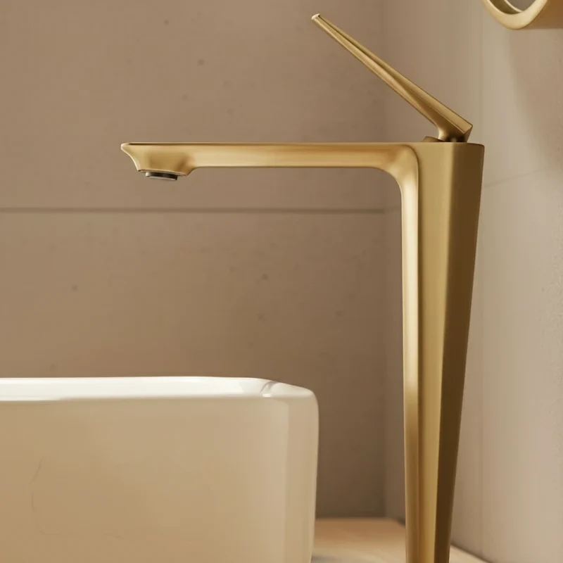 Robinet salle de bain mitigeur design - Doré - Laiton
