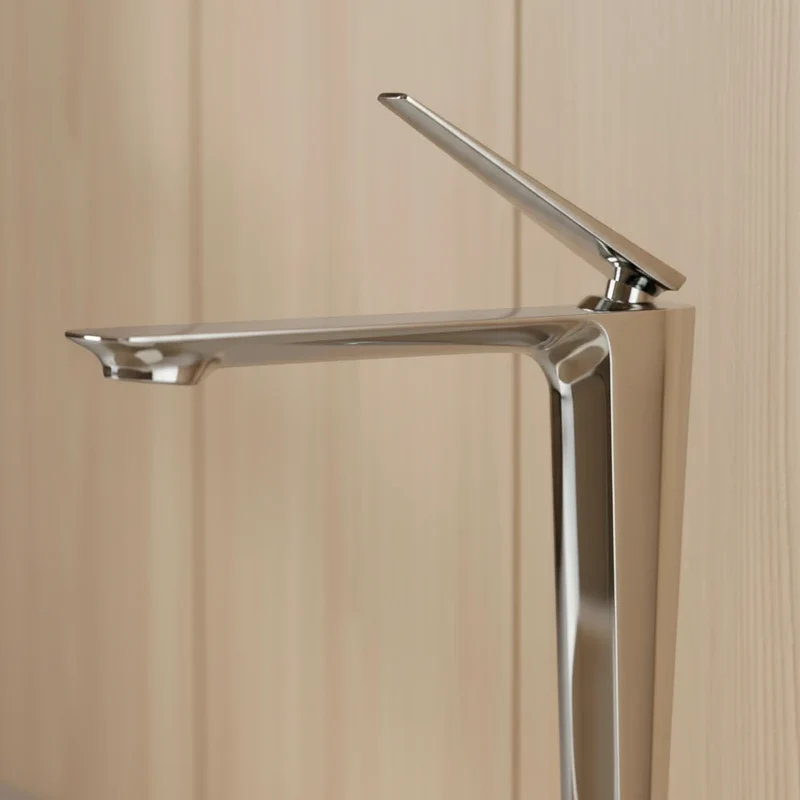 Robinet salle de bain mitigeur design - Argenté - Laiton