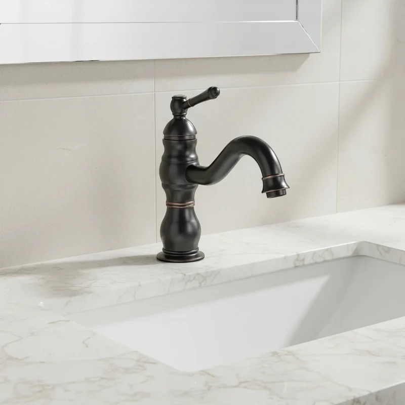 Robinet salle de bain lavabo vintage mitigeur rétro - Noir - Laiton