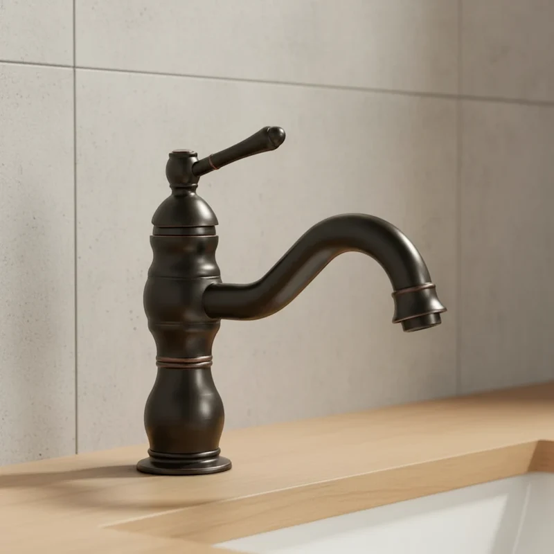 Robinet salle de bain lavabo vintage mitigeur rétro - Noir - Laiton