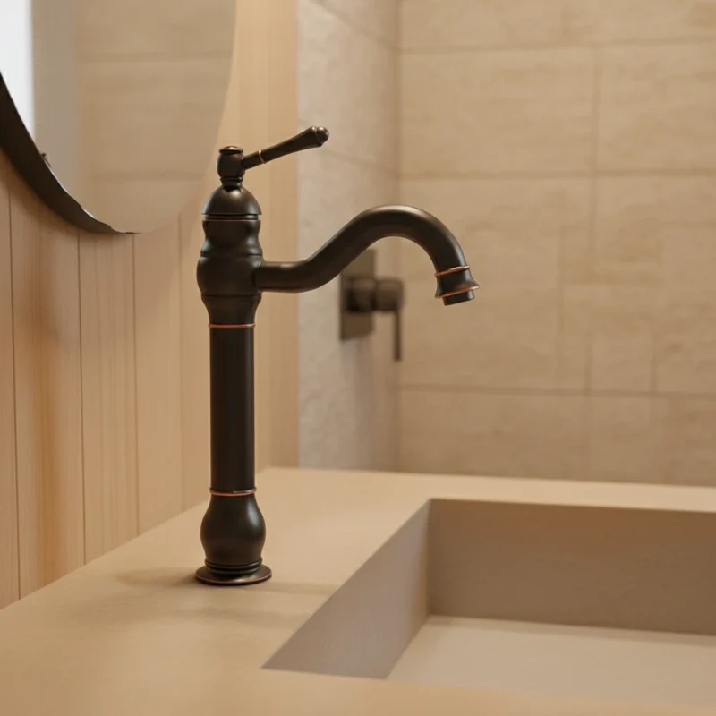 Robinet salle de bain lavabo vintage mitigeur rétro - Noir - Laiton