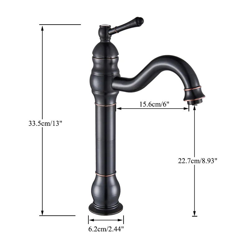 Robinet salle de bain lavabo vintage mitigeur rétro - Noir - Laiton