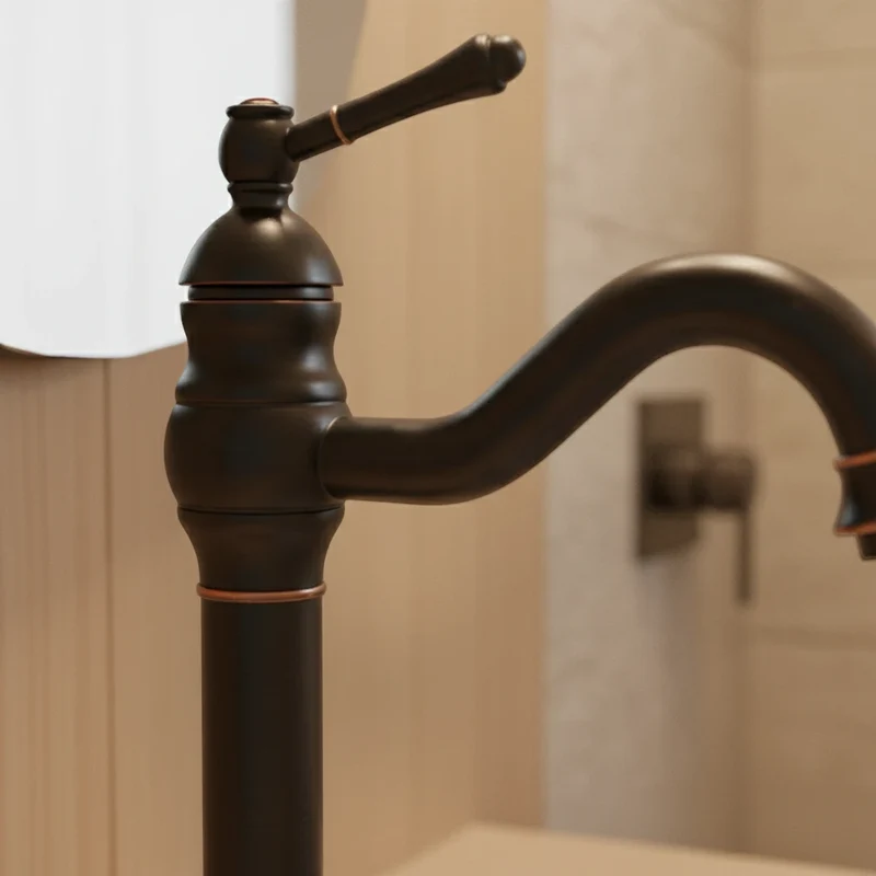 Robinet salle de bain lavabo vintage mitigeur rétro - Noir - Laiton