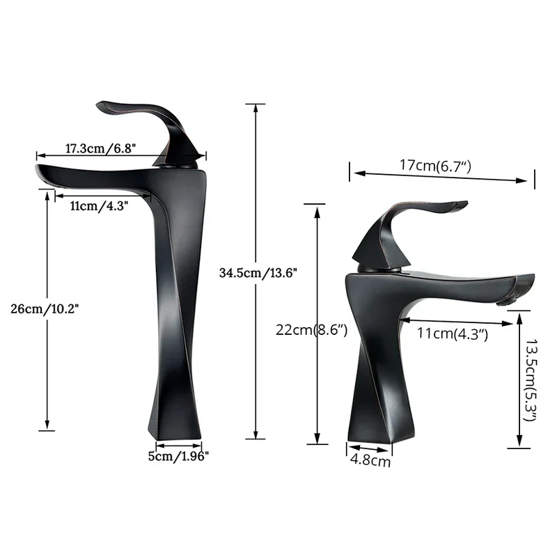 Robinet torsade mitigeur salle de bain lavabo - Noir - Laiton