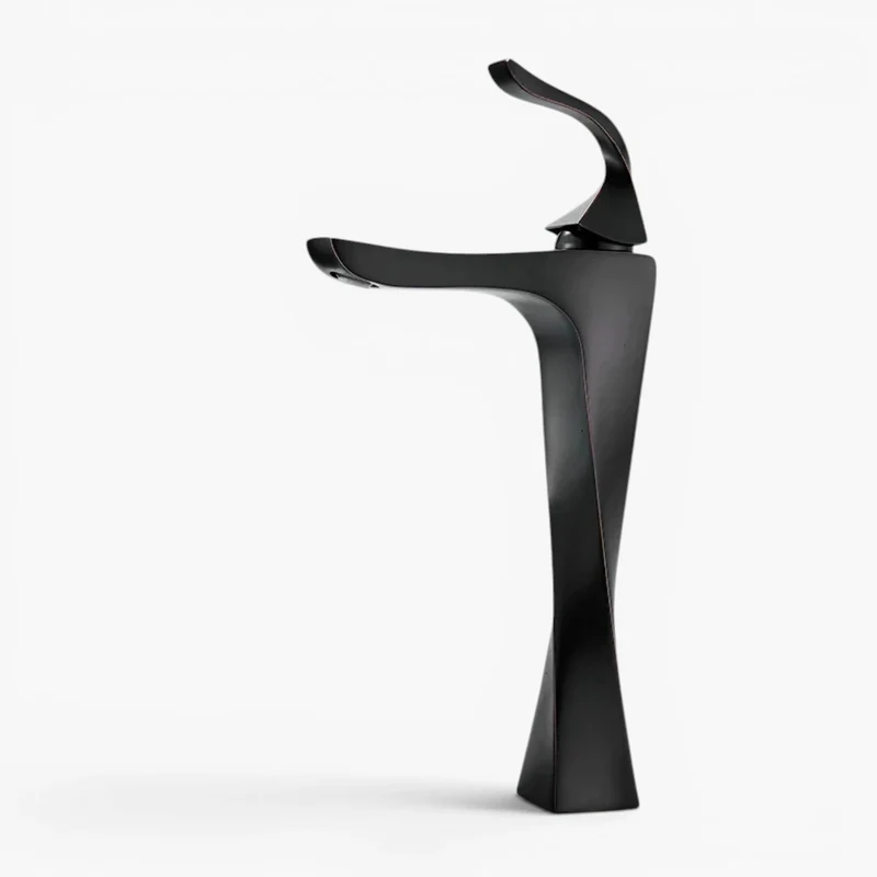 Robinet torsade mitigeur salle de bain lavabo - Noir - Laiton