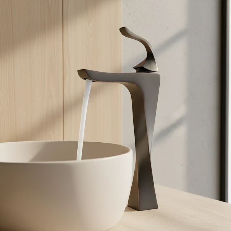 Robinet torsade mitigeur salle de bain lavabo - Noir - Laiton