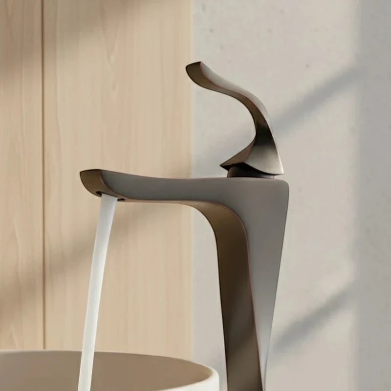 Robinet torsade mitigeur salle de bain lavabo - Noir - Laiton