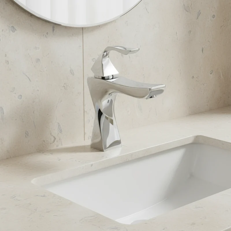 Robinet torsade mitigeur salle de bain lavabo - Argenté - Laiton
