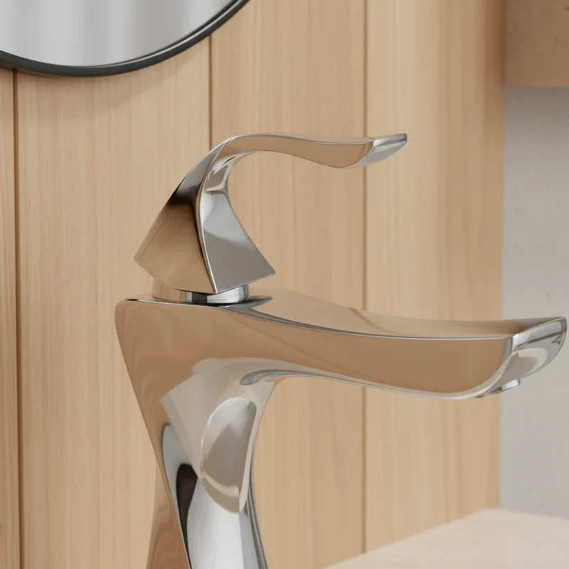Robinet torsade mitigeur salle de bain lavabo - Argenté - Laiton