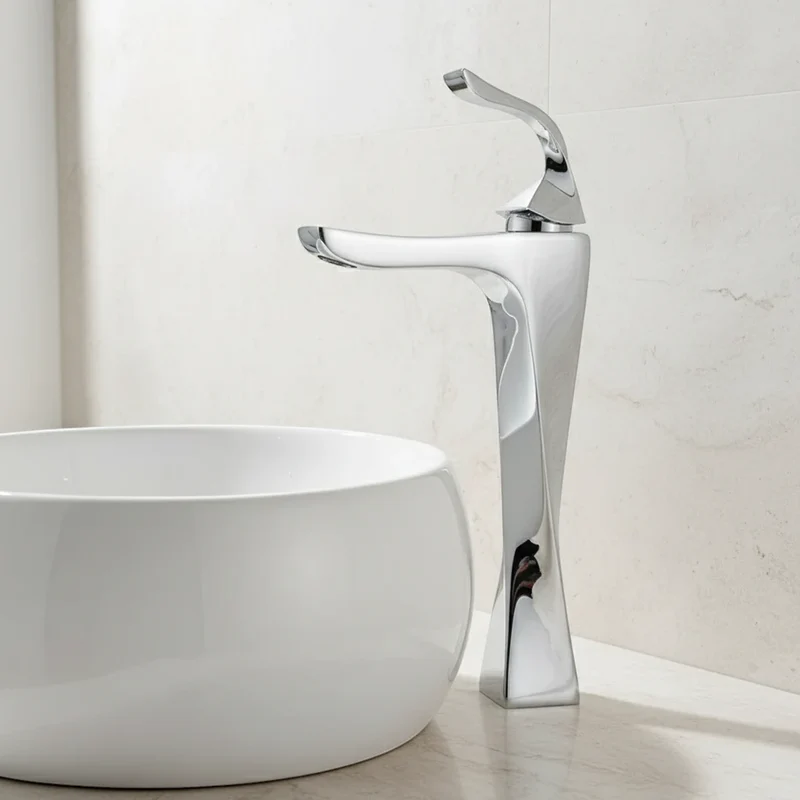Robinet torsade mitigeur salle de bain lavabo - Argenté - Laiton