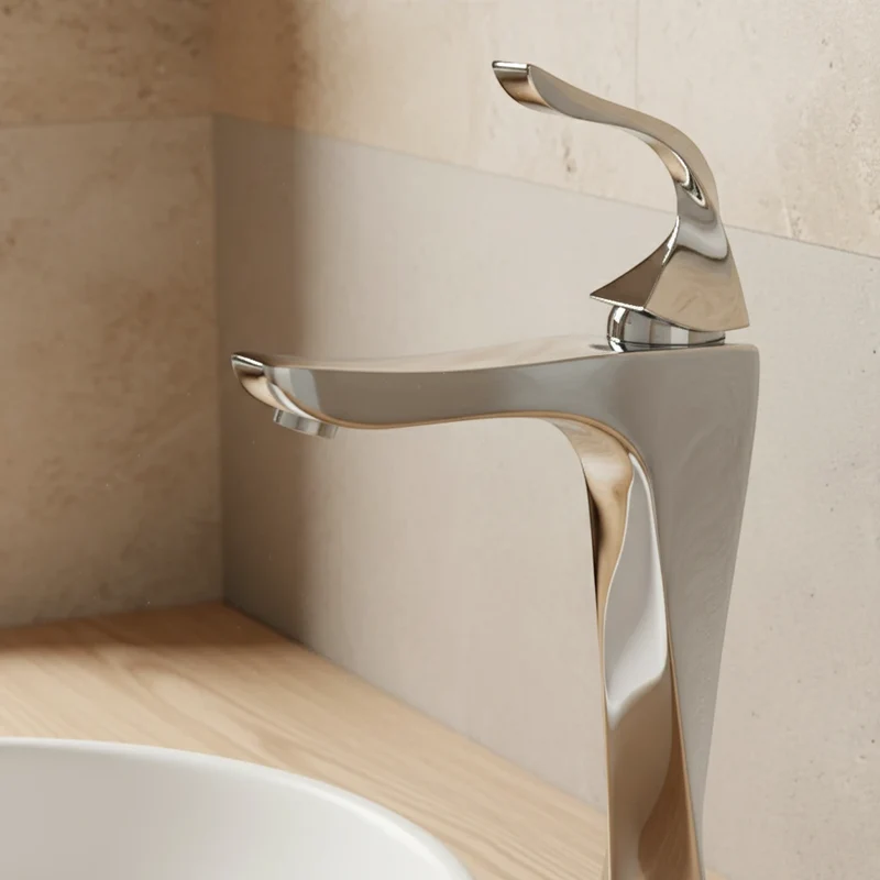 Robinet torsade mitigeur salle de bain lavabo - Argenté - Laiton
