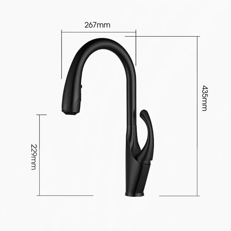 Robinet évier cuisine tactile automatique design flexible douchette - Noir / Argenté - Laiton