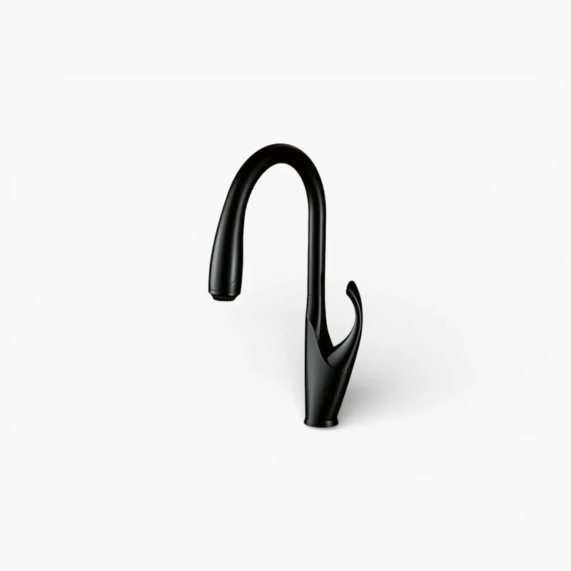 Robinet évier cuisine tactile automatique design flexible douchette - Noir - Laiton