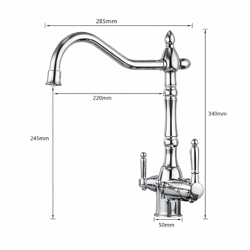 Robinet évier cuisine rétro mitigeur purificateur d'eau - Argenté - Laiton