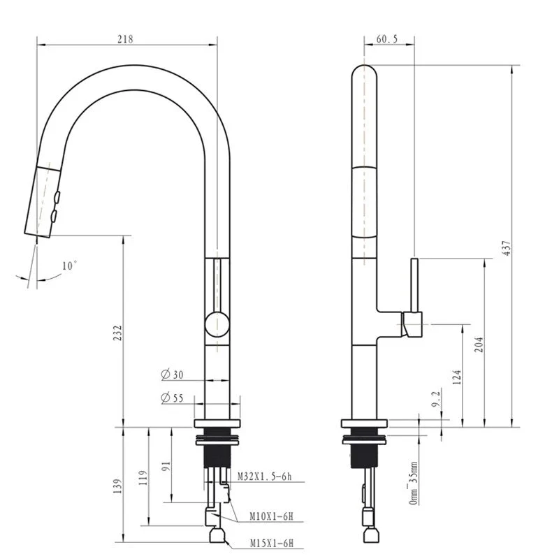 Robinet évier cuisine douchette dorée rose - Blanc - Laiton