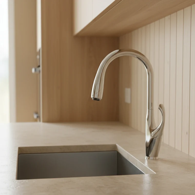 Robinet évier cuisine design moderne flexible douchette - Argenté - Laiton
