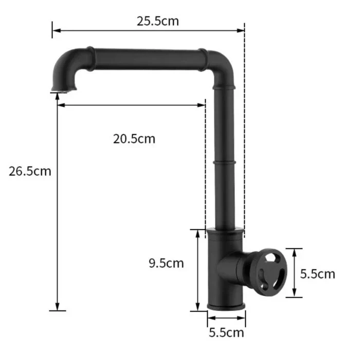 Robinet évier cuisine design industriel mitigeur - Noir - Laiton
