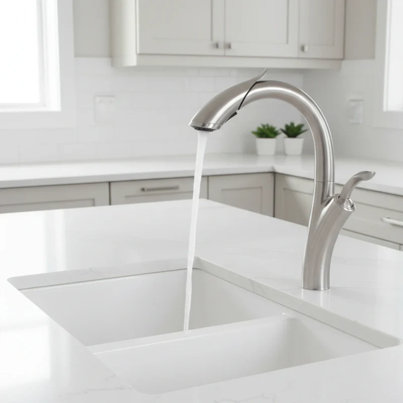 Robinet évier cuisine design flexible douchette - Argenté - Laiton