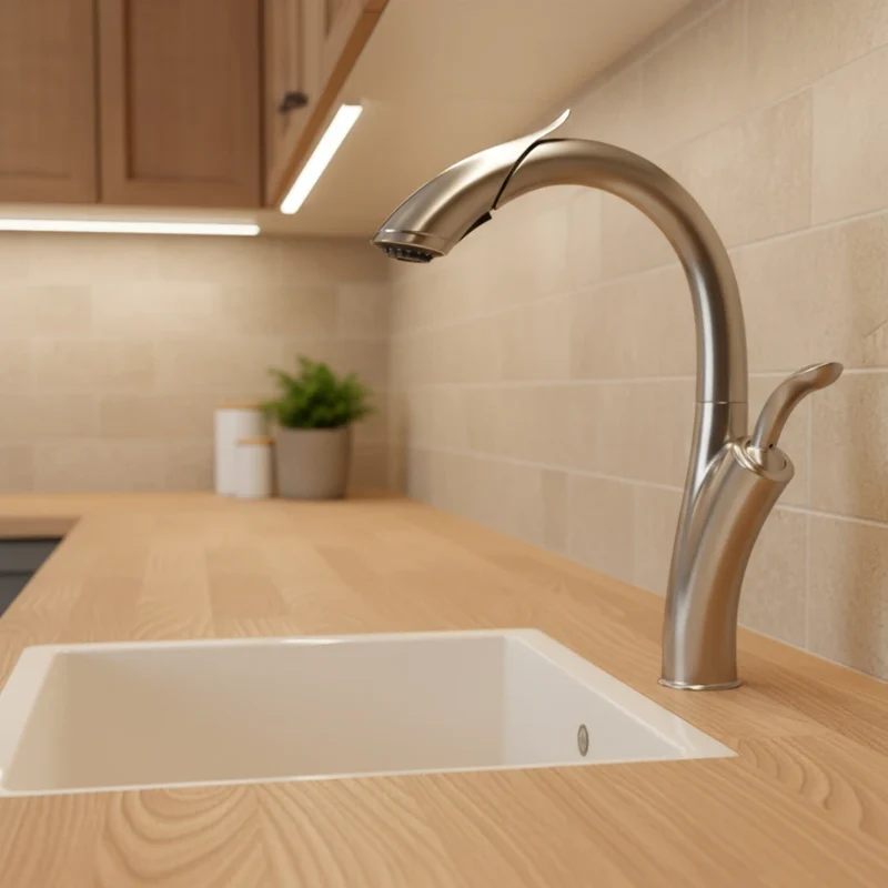 Robinet évier cuisine design flexible douchette - Argenté - Laiton