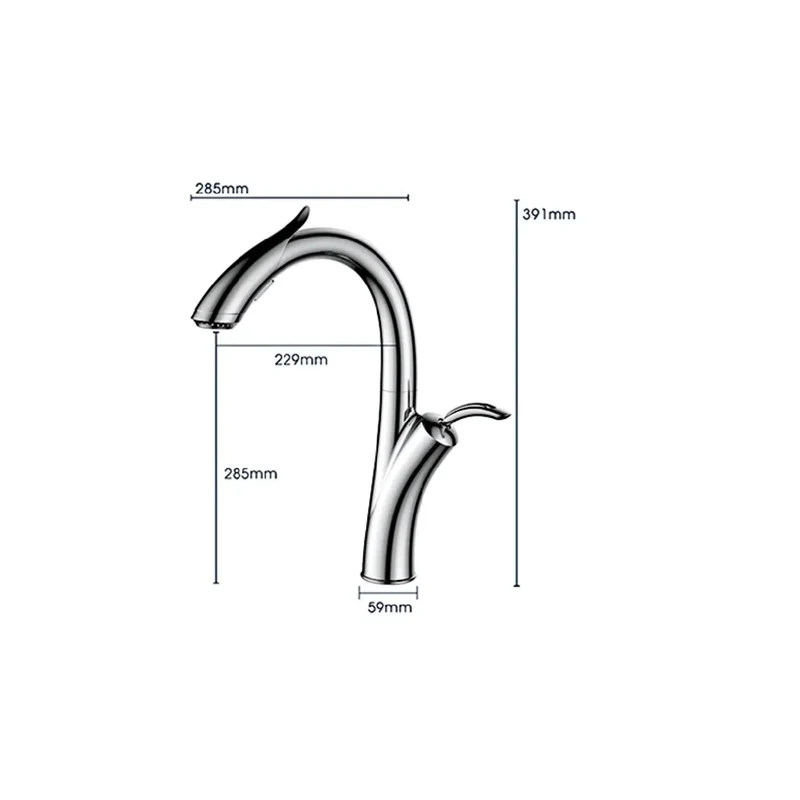 Robinet évier cuisine design flexible douchette - Argenté - Laiton