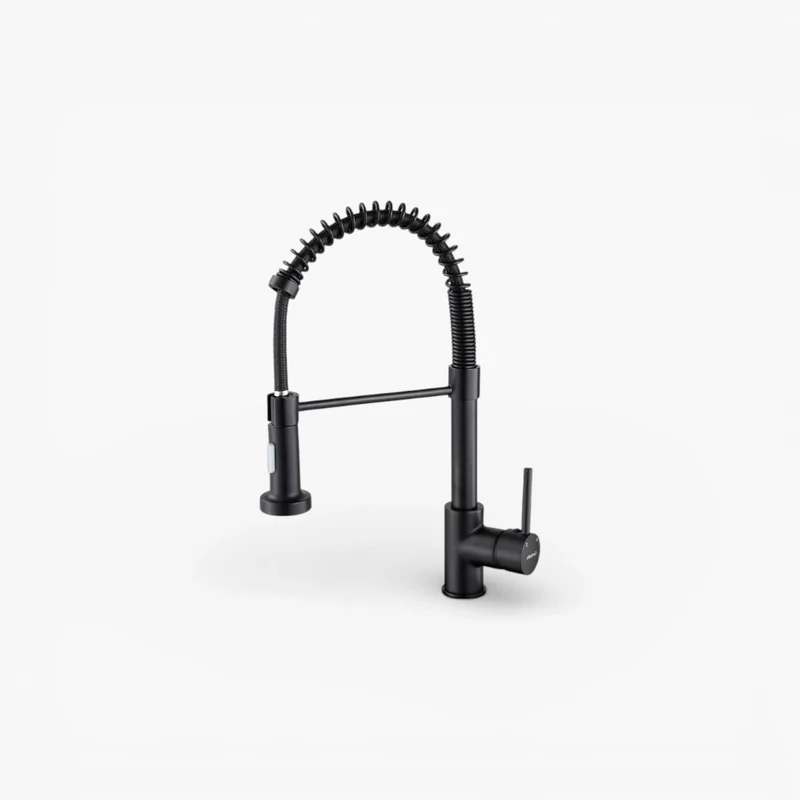 Robinet douchette cuisine évier - Noir mat - Laiton