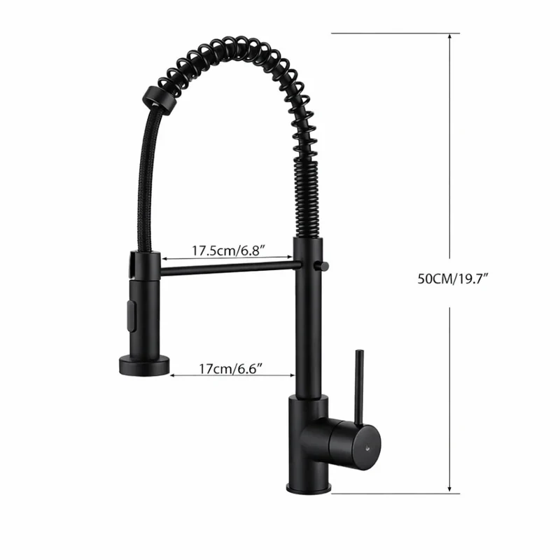 Robinet douchette cuisine évier - Noir mat - Laiton
