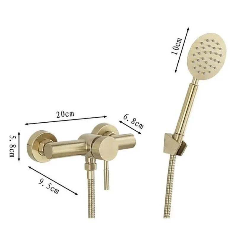 Robinet douche salle de bain mitigeur douchette ronde - Doré - Laiton