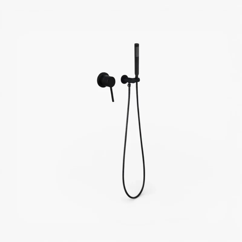 Robinet douche salle de bain douchette mitigeur rond - Noir - Laiton
