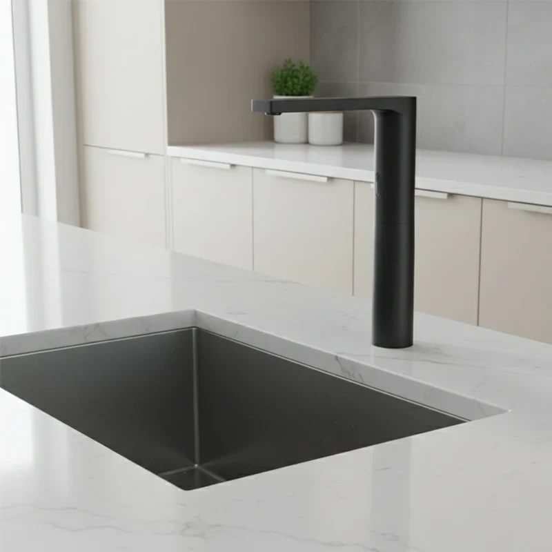 Robinet cuisine évier minimaliste tactile - Noir - Laiton