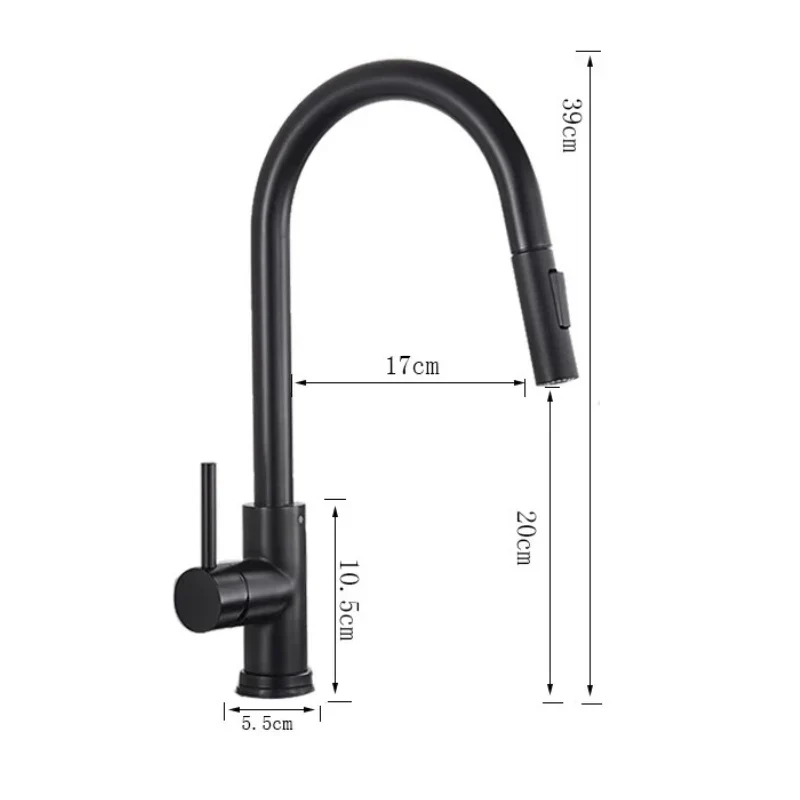 Robinet cuisine évier flexible douchette minimaliste - Noir - Laiton
