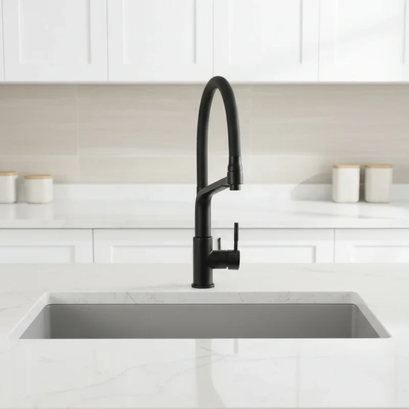 Robinet cuisine évier flexible double robinet purificateur d'eau - Noir - Laiton