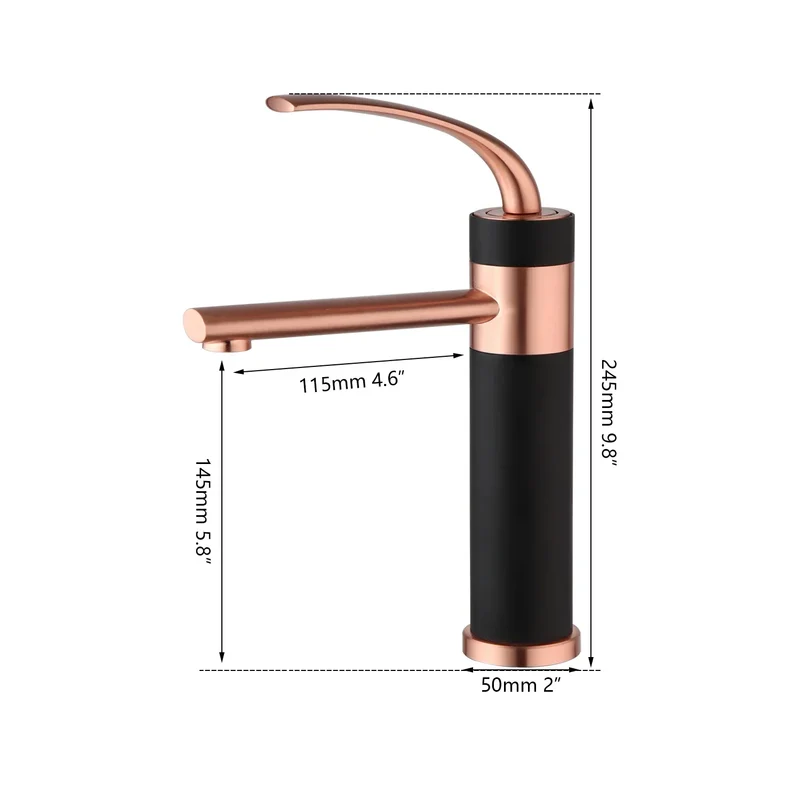 Robinet bicolore moderne salle de bain lavabo - Doré rose Noir - Laiton
