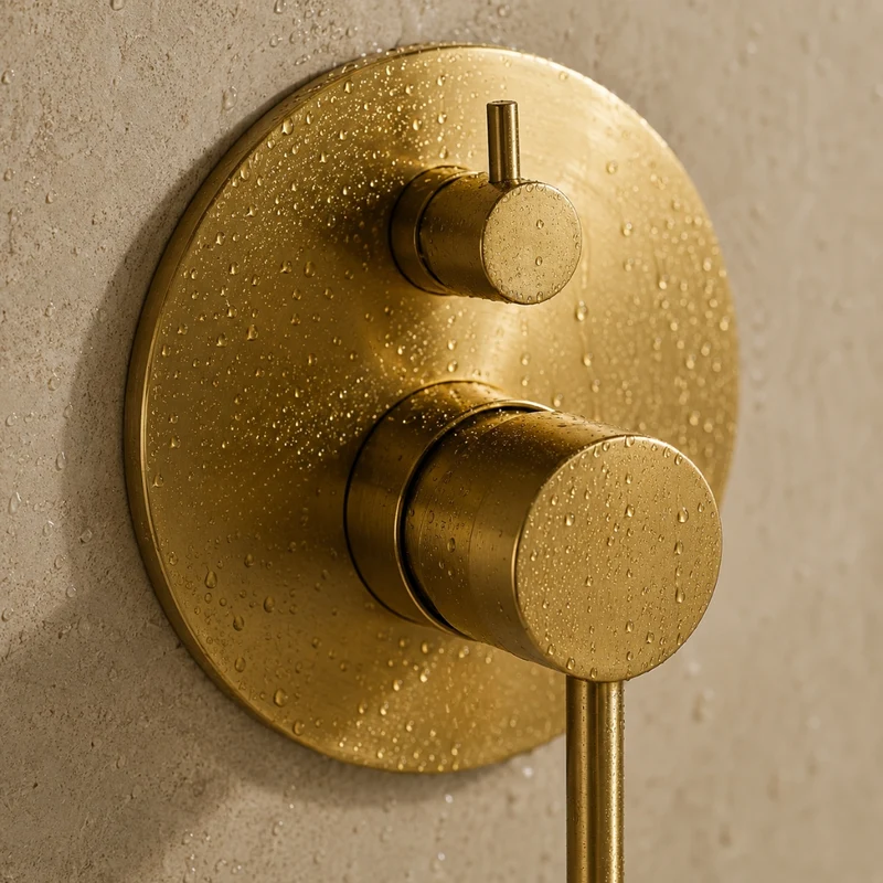 Robinet baignoire salle de bain encastrable mural mitigeur rond douchette - Doré