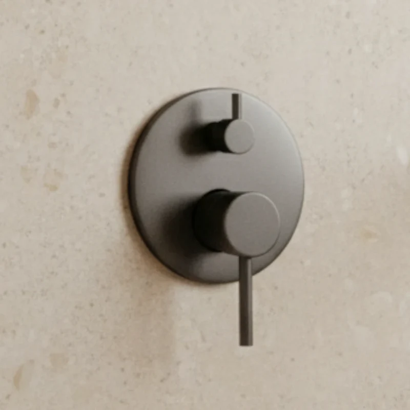 Robinet baignoire salle de bain encastrable mural mitigeur rond douchette - Argenté