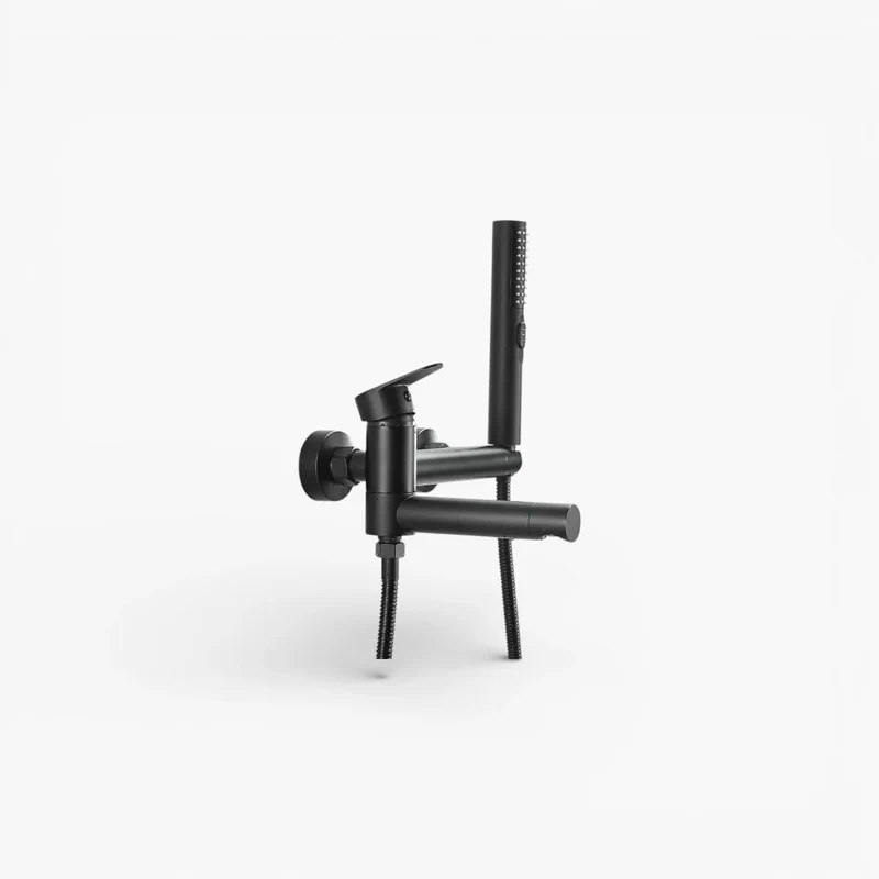 Robinet baignoire salle de bain design moderne douchette - Noir - Laiton