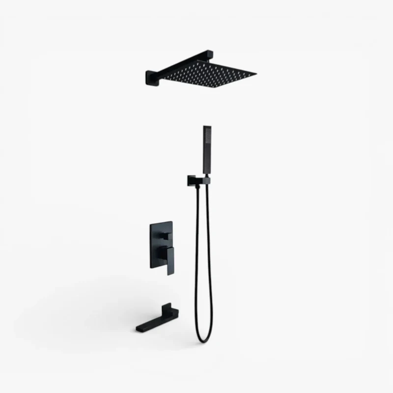 Robinet baignoire salle de bain colonne de douche douchette - Noir - Laiton